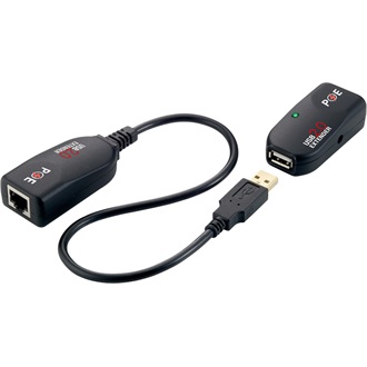 LogiLink USB-A 2.0 -> RJ45 M/F adatkábel hosszabbító fekete max. 50m, POE support