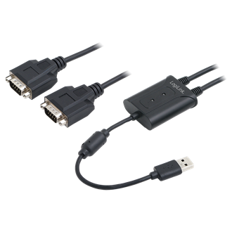 LogiLink USB-A 2.0 -> 2db Serial RS-232 M/M adapter fekete