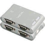 LogiLink USB-A 2.0 -> 4db Serial RS-232 F/M adapter ezüst