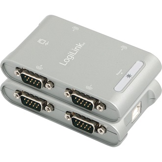 LogiLink USB-A 2.0 -> 4db Serial RS-232 F/M adapter ezüst