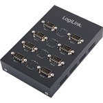 LogiLink USB-A 2.0 -> 8db Serial RS-232 F/M adapter fekete