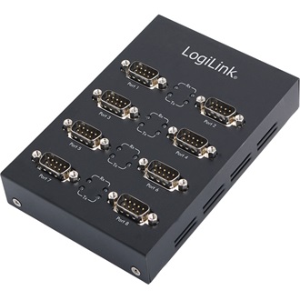 LogiLink USB-A 2.0 -> 8db Serial RS-232 F/M adapter fekete