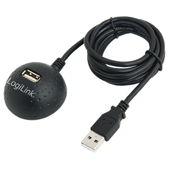 LogiLink USB-A 2.0 - USB-A 2.0 M/F adatkábel hosszabbító 1m fekete dokkolóval
