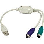 LogiLink USB-A 2.0 -> 2db PS/2 M/F adapter 0.2m fehér