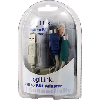 LogiLink USB-A 2.0 -> 2db PS/2 M/F adapter 0.2m fehér