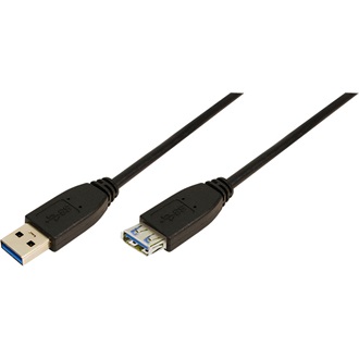 LogiLink USB-A 3.0 - USB-A 3.0 M/F adatkábel hosszabbító 2m fekete