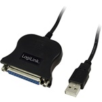 LogiLink USB-A 2.0 -> Parallel DB25 M/F adatkábel 1.5m fekete