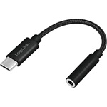 LogiLink USB-C -> Jack stereo 3,5mm (4pin) M/F adapter 0.13m fekete