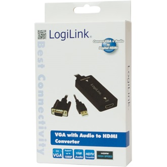 LogiLink VGA USB-A 2.0 -> HDMI M/F adapter fekete