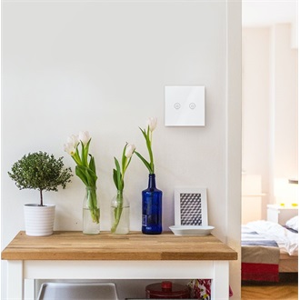 LogiLink Wi-Fi intelligens kettős fali kapcsoló, Tuya kompatibilis