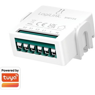 LogiLink Wi-Fi smart 2 CH kapcsolómodul, Tuya kompatibilis
