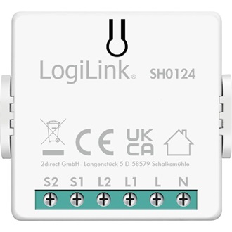 LogiLink Wi-Fi smart 2 CH kapcsolómodul, Tuya kompatibilis