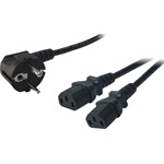 LogiLink 230V villásdugó CEE 7/7 -> 2db C13 M/F tápkábel 1.5m fekete