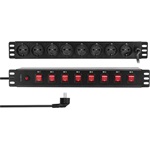 Logilink 19" PDU 8 x CEE 7/3 biztonsági aljzat, mindegyik aljzat be-/kikapcsolóval