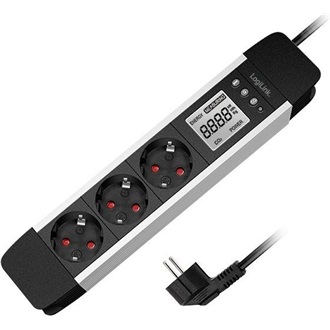 Logilink 3 utas aljzatcsík, LCD kijelző, valós idejű energiafogyasztás/CO2 kibocsátás