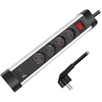 Logilink Aljzat 4 utas + kapcsoló, 4x CEE 7/3, 1x USB-A, 1x USB-C
