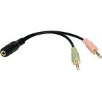 LogiLink 2db Jack stereo 3,5mm (3pin) -> Jack stereo 3,5mm (4pin) M/F adapter 0.15m fekete