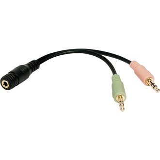 LogiLink 2db Jack stereo 3,5mm (3pin) -> Jack stereo 3,5mm (4pin) M/F adapter 0.15m fekete