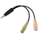 LogiLink Jack stereo 3,5mm (4pin) -> 2db Jack stereo 3,5mm (3pin) M/F adapter 0.15m fekete