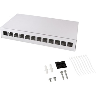 Logilink Consolidation point box 12-port, desk/wall/rail mounting, grey