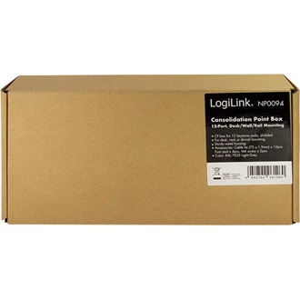 Logilink Consolidation point box 12-port, desk/wall/rail mounting, grey