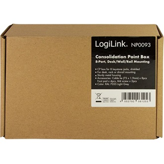 Logilink Consolidation point box  8-port, desk/wall/rail mounting, grey