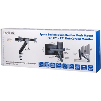 Logilink Dual Monitor mount, 17"-27", steel, space-saving