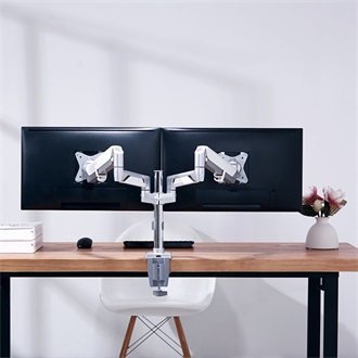 Logilink Dual Monitor mount, 17"-32", aluminum, gas spring, curved screens, pole