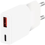 Logilink Dual-USB GaN töltő, 1x USB-C (PD), 1x USB-A (QC), 20 W, fehér
