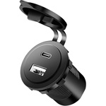 Logilink Dupla autós beépített töltőadapter, 1x USB-A, 1x USB-C, 60 W, fekete