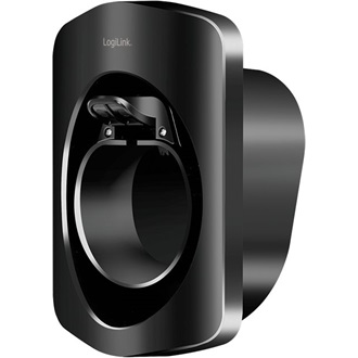 Logilink Fali tartó kábeltartóval EV töltőkábelhez, zárral, műanyag, fekete