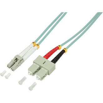 LogiLink LC/UPC duplex -> SC/UPC duplex M/M adatkábel 10m türkiz OM3, 50/125µm