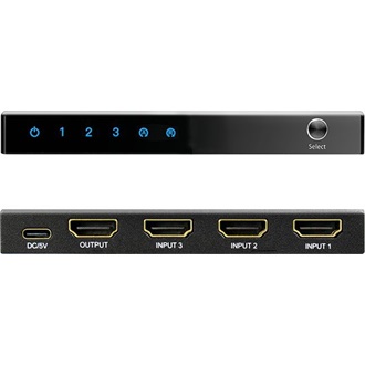 Logilink HDMI kapcsoló, 3x1 port, 4K/60 Hz, HDCP, HDR, CEC, RC
