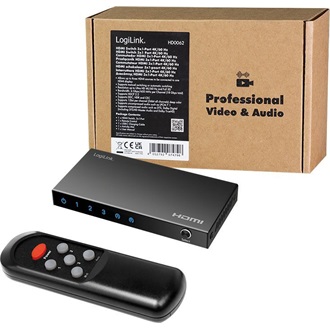 Logilink HDMI kapcsoló, 3x1 port, 4K/60 Hz, HDCP, HDR, CEC, RC