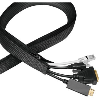 Logilink Kábelhüvely cipzárral, Poliészter, O 30 mm, fekete, 5 m