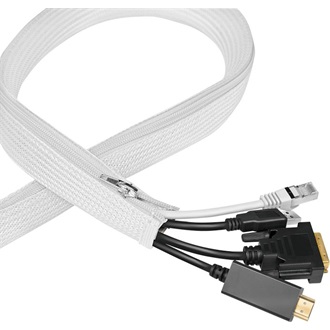 Logilink Kábelhüvely cipzárral, Poliészter, O 50 mm, fehér, 5 m