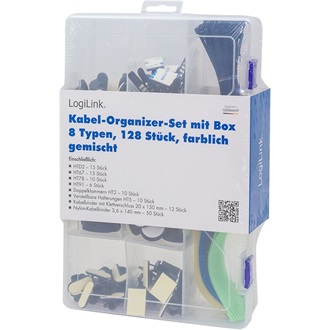 Logilink Kábelrendező készlet dobozban, 8 db, 128 db, vegyes színben