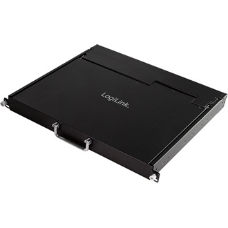 Logilink LCD-KVM-konzol 8 portos KVM kapcsoló, VGA, USB-A, PS/2, alacsony beépítési mélység, QWERTZ