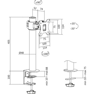 Logilink Monitor mount, 17"-32", steel,  360° VESA plate