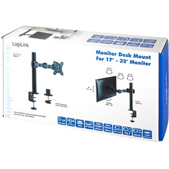 Logilink Monitor mount, 17"-32", steel,  360° VESA plate, arm length: 380mm