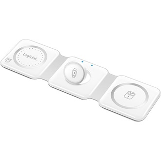 Logilink Összecsukható töltőállomás, 15 W, vezeték nélküli, iPhone, Apple Watch, AirPods készülékekhez, fehér