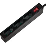 Logilink Outlet Strip, 3 Euro sockets, w. switch, black