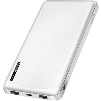 Logilink Powerbank 10000 mAh, 2x USB-A, USB-C, mikro-USB, kapcsolási funkcióval, fehér