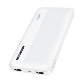 Logilink Powerbank 10 000 mAh, 2x USB-A, USB-C, gyorstöltés funkcióval, fehér