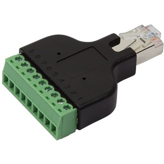 LogiLink RJ45 FTP 8P8C -> Terminal block 8pin M/F adapter fekete
