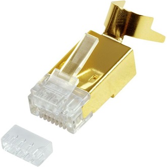 Logilink RJ45 moduláris csatlakozó, Cat.8.1/Cat.6A, árnyékolt, aranyozott, 10 db