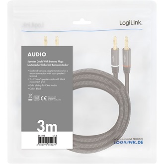 LogiLink 2db banán -> 2db banán M/M audio kábel 3m fekete