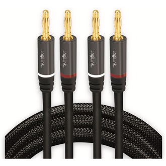 LogiLink 2db banán -> 2db banán M/M audio kábel 5m fekete