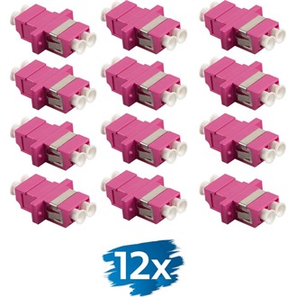 Logilink Száloptikai adapter LC Duplex, 12 darabos, peremes, lila (OM4)