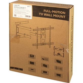 Logilink TV Wall mount, 37"-80", tilt +3°-15°,swievel +-90°, 620mm